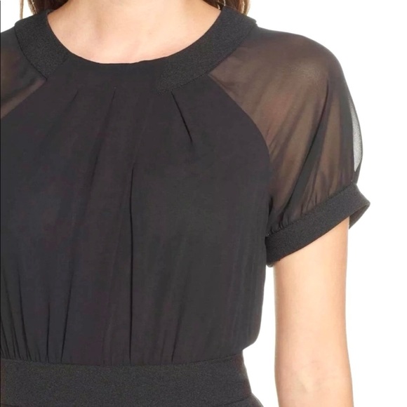 Vince Camuto Sheer Illusion Short Sleeve Crepe Chiffon Sheath Career Dress - Picture 3 of 14